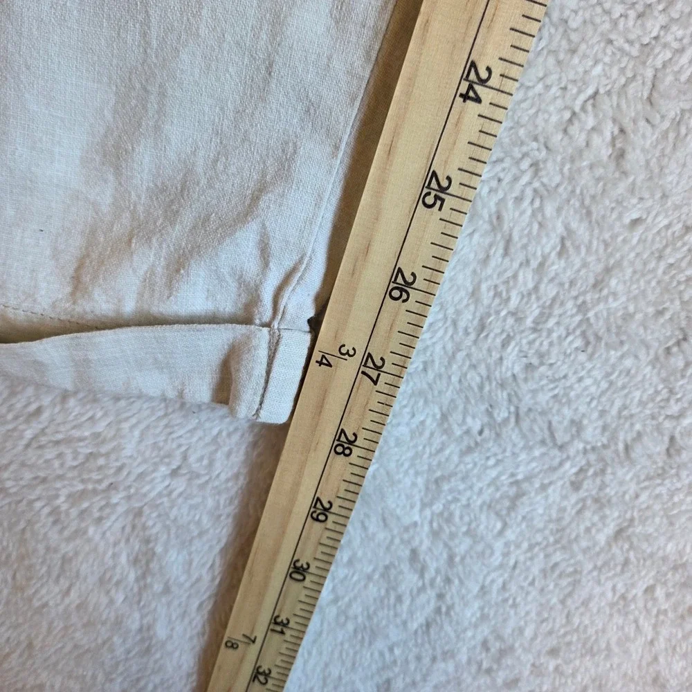 Baxter Brand Natural Clothing Co Mens 34 Cream Linen Blend Pleated Cuffed Pants